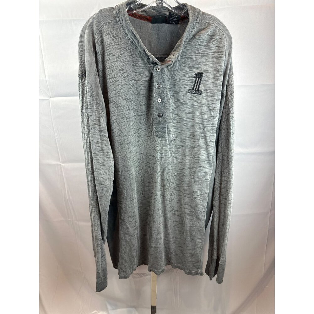 Harley-Davidson Mens 3XL Genuine MotorClothes Gray Long-Sleeve Henley Shirt With
